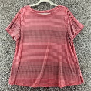 Liz Clairborne 0X pink polka dot short sleeve blouse